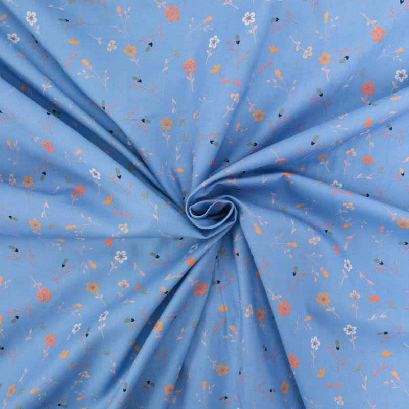 Popeline Imprimé Floralie Bleu - Maison Klem